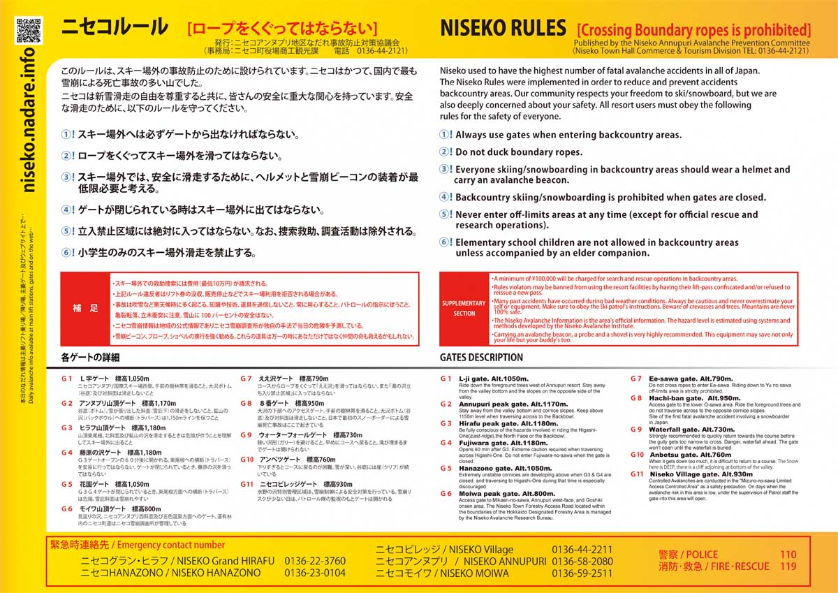 2020/21 Niseko Rules Back Page